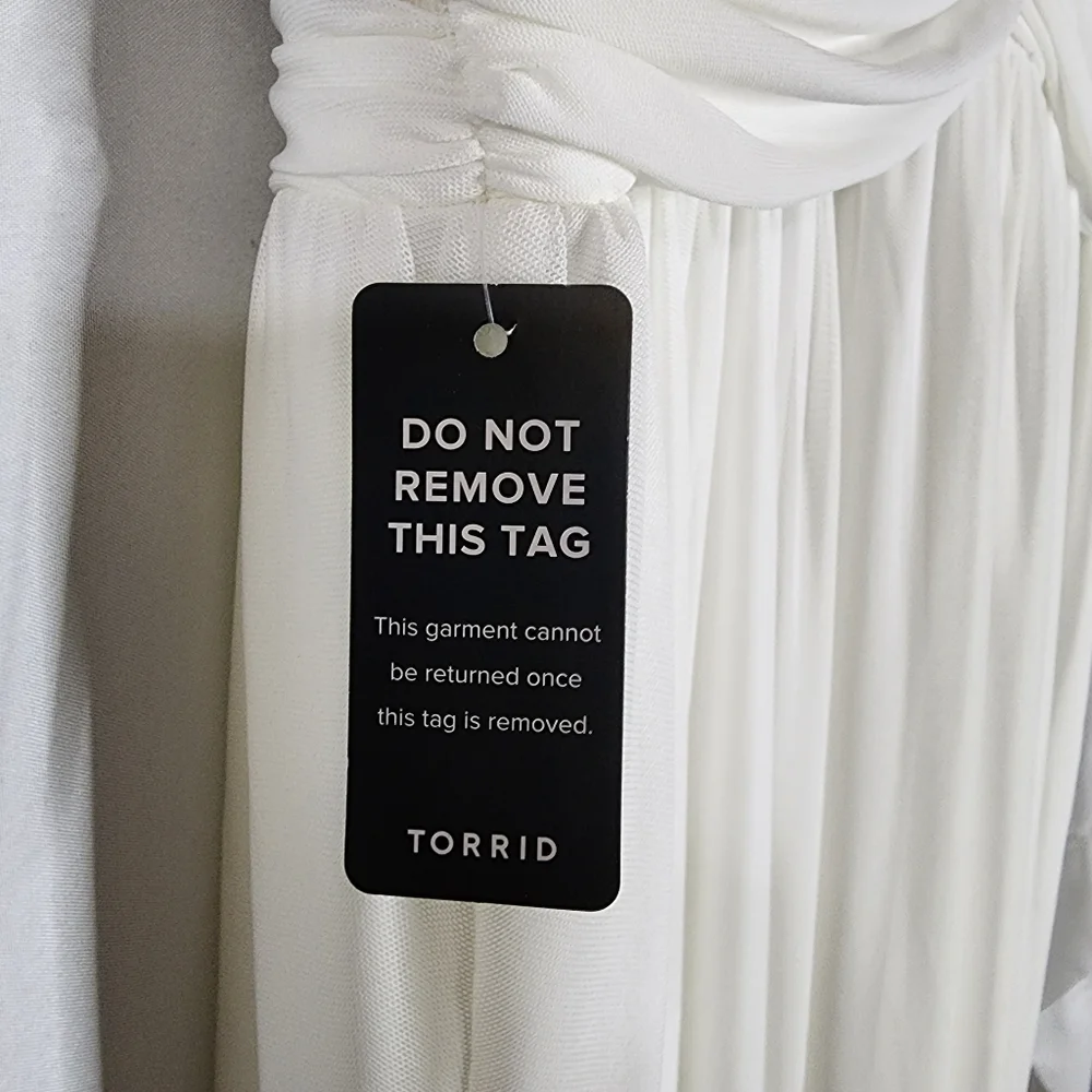 Torrid white Maxi mesh empire waist wedding gown with beaded waistband - Picture 7 of 17
